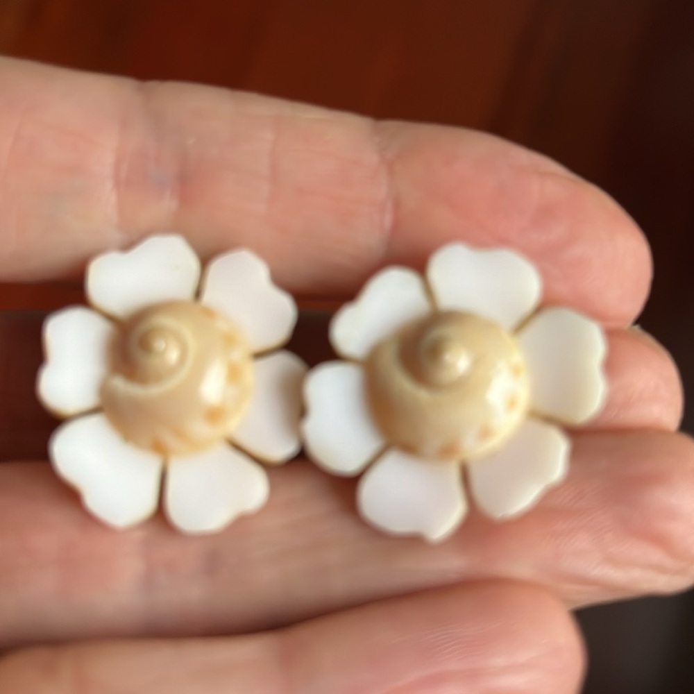 Mother of Pearl and Shell Clip On Earrings